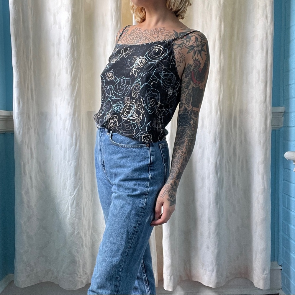 i.e. petite 100% silk abstract cami crop top size petite small